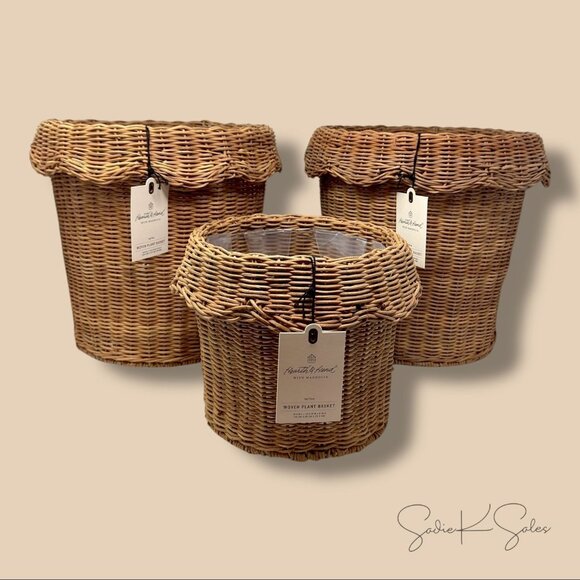 12" Rattan Scalloped Planter Basket - Hearth & Hand Magnolia - Boho Plant Decor - Picture 6 of 8